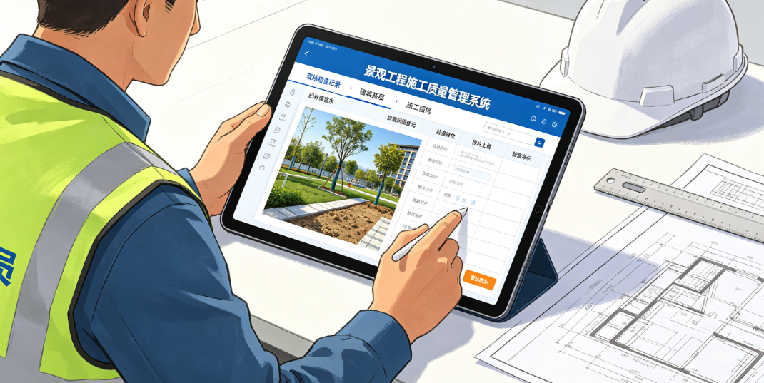 质量员使用景观工程施工质量管理系统登记现场检查记录 质量员使用景观工程施工质量管理系统登记现场检查记录