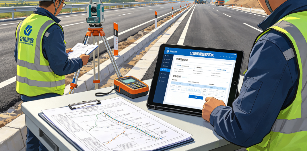 公路质量监控系统验收人员核对现场检查记录和路段信息 公路质量监控系统验收人员核对现场检查记录和路段信息