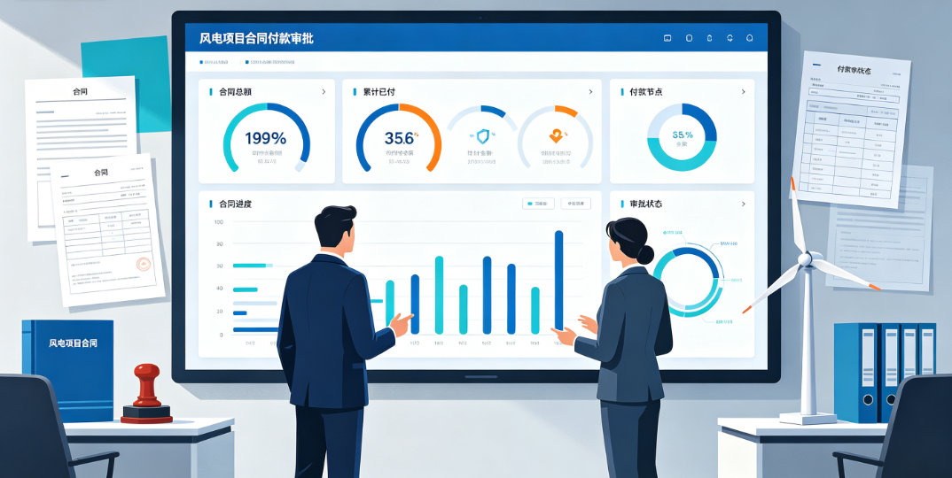 风电项目合同付款审批页面展示合同总额与累计已付金额 风电项目合同付款审批页面展示合同总额与累计已付金额