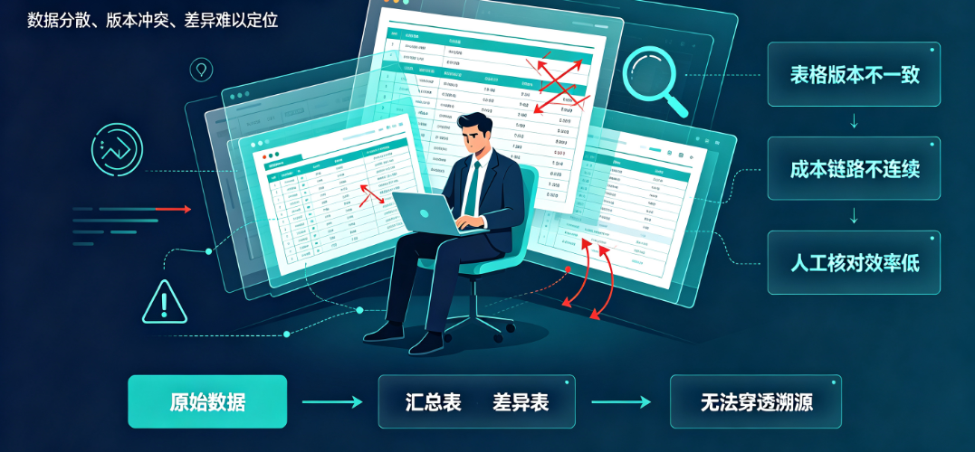 商务人员在面对多版本表格时难以完成穿透式成本核对 商务人员在面对多版本表格时难以完成穿透式成本核对