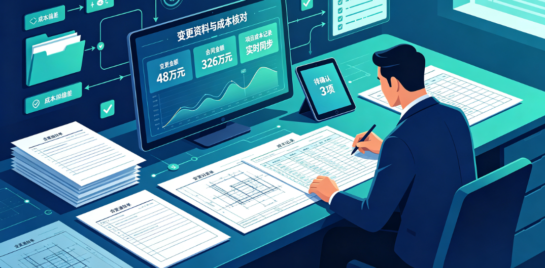 项目负责人整理变更资料,并核对合同金额和项目成本记录。 项目负责人整理变更资料,并核对合同金额和项目成本记录。