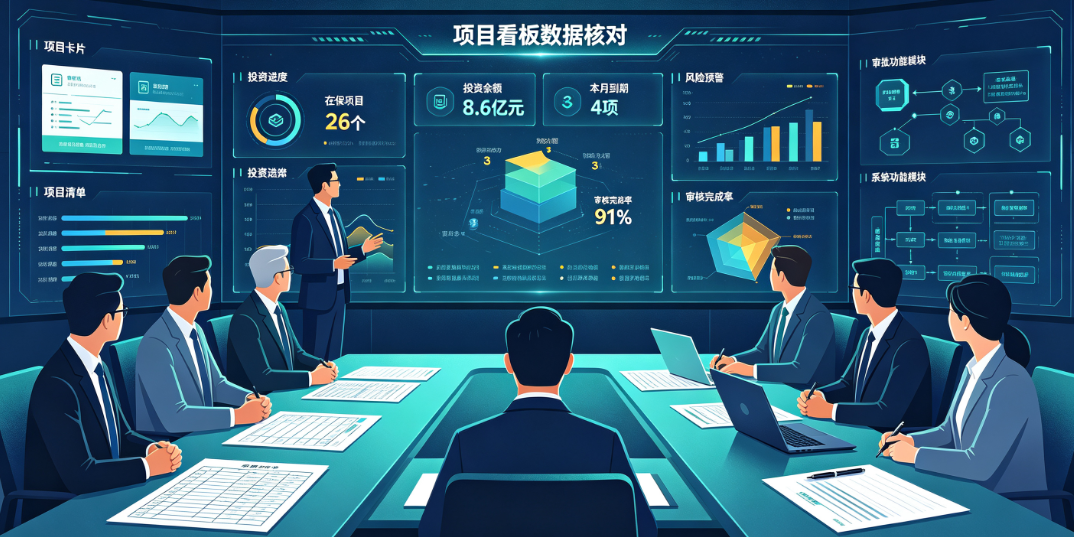 投资担保项目管理系统选型会议核对项目看板数据 投资担保项目管理系统选型会议核对项目看板数据