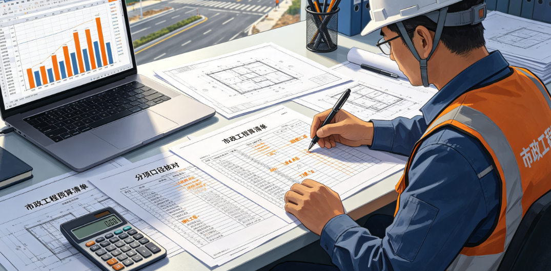 成本人员正在核对市政工程预算清单分项口径 成本人员正在核对市政工程预算清单分项口径