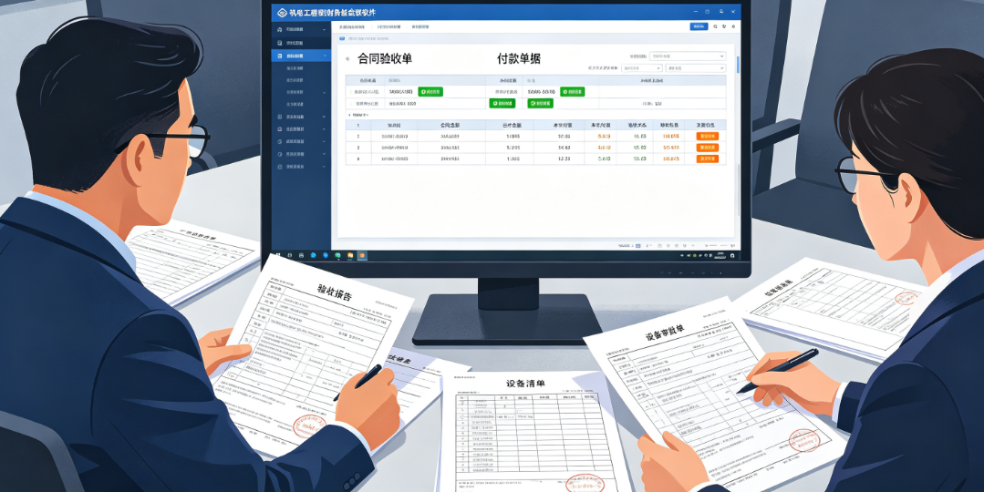 机电设备造价软件应用场景中项目和财务人员核对合同验收及付款单据 机电设备造价软件应用场景中项目和财务人员核对合同验收及付款单据