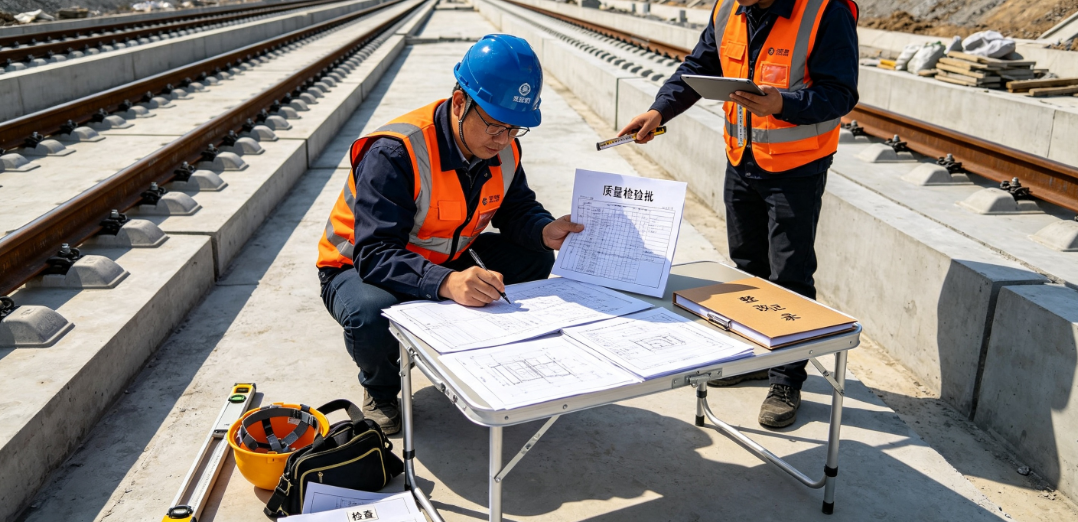 质检员现场核对铁路工程质量检验批表单与整改记录 质检员现场核对铁路工程质量检验批表单与整改记录