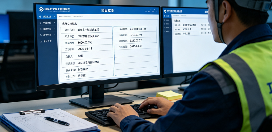 项目人员在立项界面填写项目名称、甲方和预算金额,不同软件字段数量不同 项目人员在立项界面填写项目名称、甲方和预算金额,不同软件字段数量不同