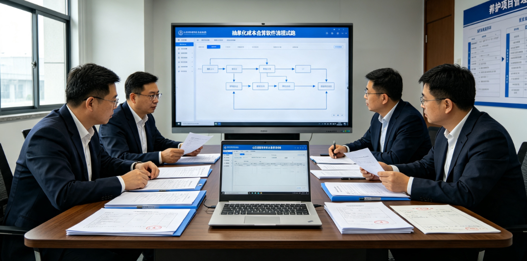 养护企业管理人员使用真实业务单据对公路养护成本合算软件进行流程试跑