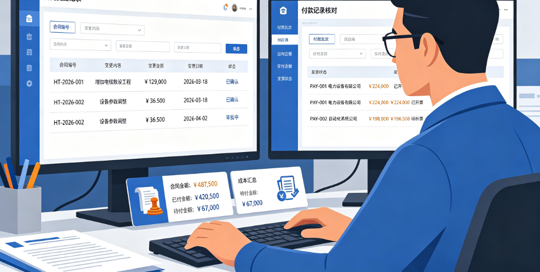 项目管理人员核对合同变更和付款记录中的成本信息 项目管理人员核对合同变更和付款记录中的成本信息