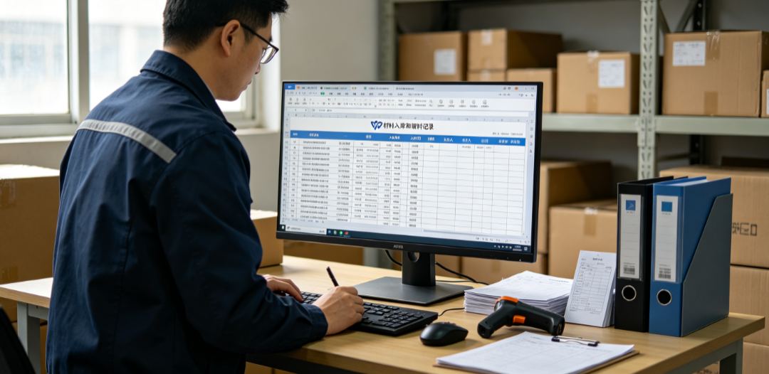 物资负责人用WPS表格登记材料入库和领料记录