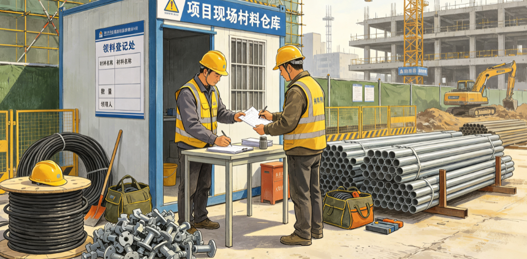 施工班组在项目现场办理材料领料手续 施工班组在项目现场办理材料领料手续